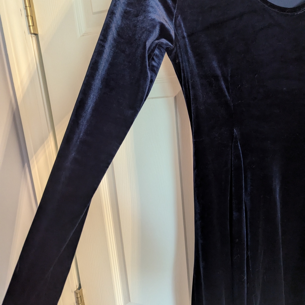 Blue Velvet Long sleeve Skater Dress - Picture 3 of 6
